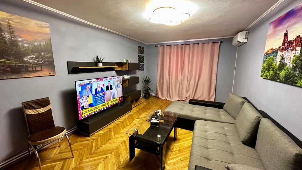 TV a/nebo společenská místnost v ubytování Apartament spatios aproape de Mures