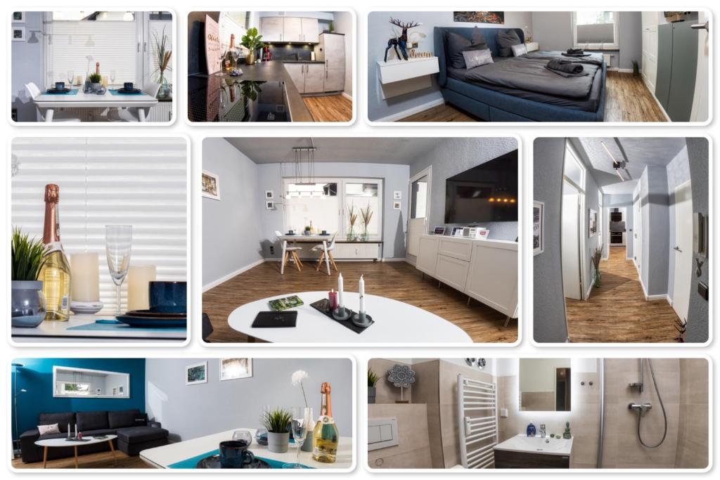 un collage de fotos de una cocina y una sala de estar en Hexe IV, en Hohegeiss