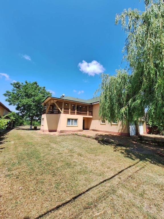 a house with a large yard in front of it at Casa Armonia Costinesti in Schitul
