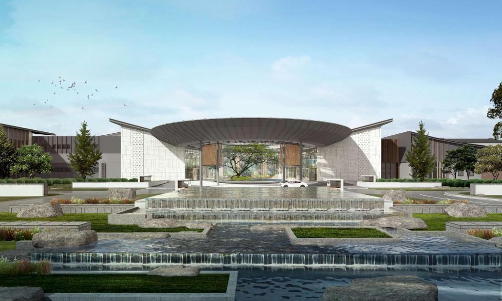 a rendering of a building with a fountain at DoubleTree by Hilton Jiangxi Fuzhou in Fuzhou