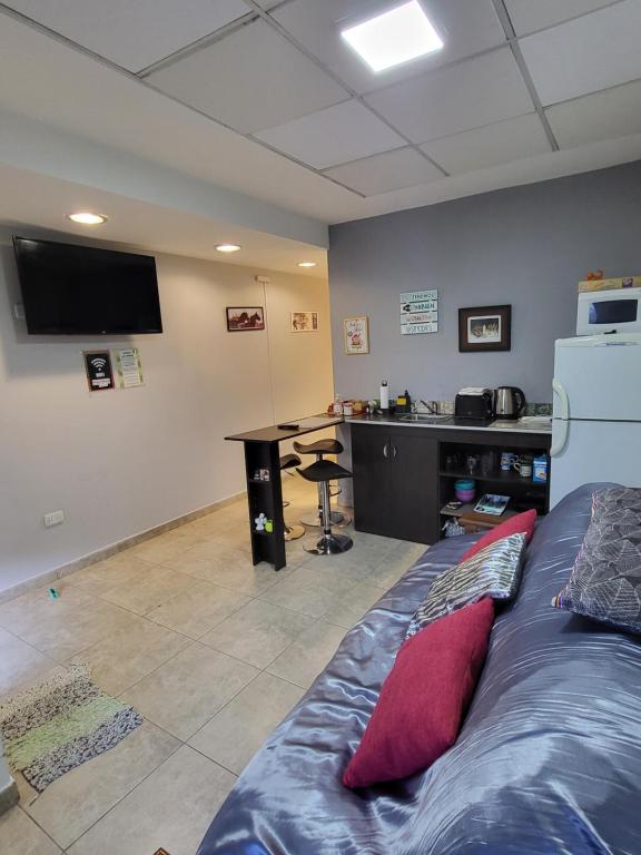 烏斯懷亞的住宿－Los Arroyo，客房设有一张床、一张书桌和电视