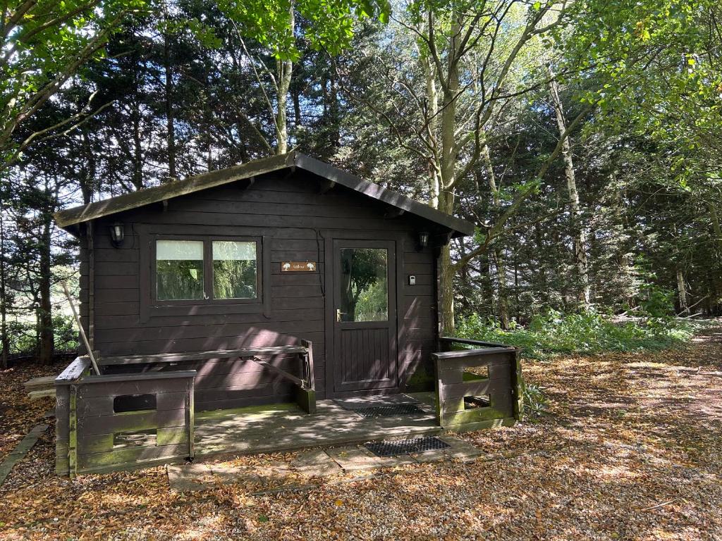 a small cabin in the middle of a forest at Willow by Paymán Club in Royston