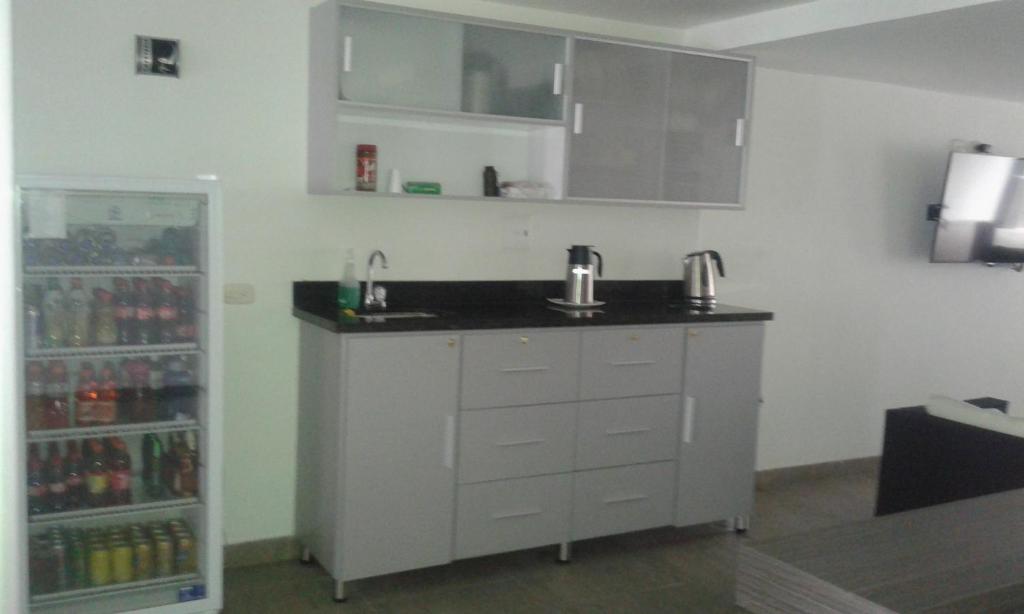 Kuchyň nebo kuchyňský kout v ubytování Hotel Onix T