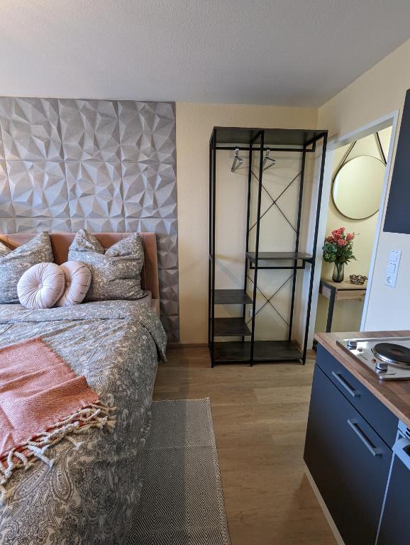 Postel nebo postele na pokoji v ubytování Schmuckstück im Allgäu