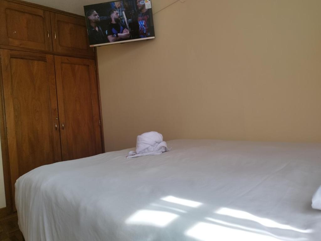 um quarto com uma cama com uma toalha em Hotel RustiCall em La Paz