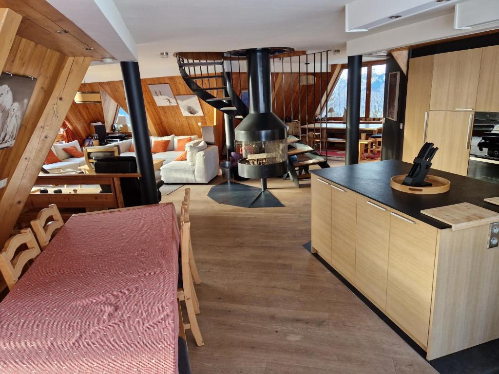 Kuchyň nebo kuchyňský kout v ubytování le chalet pointu de capucine