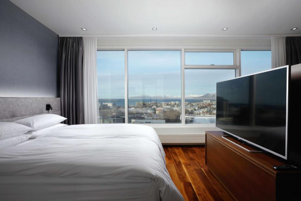TV a/nebo společenská místnost v ubytování Hilton Reykjavik Nordica