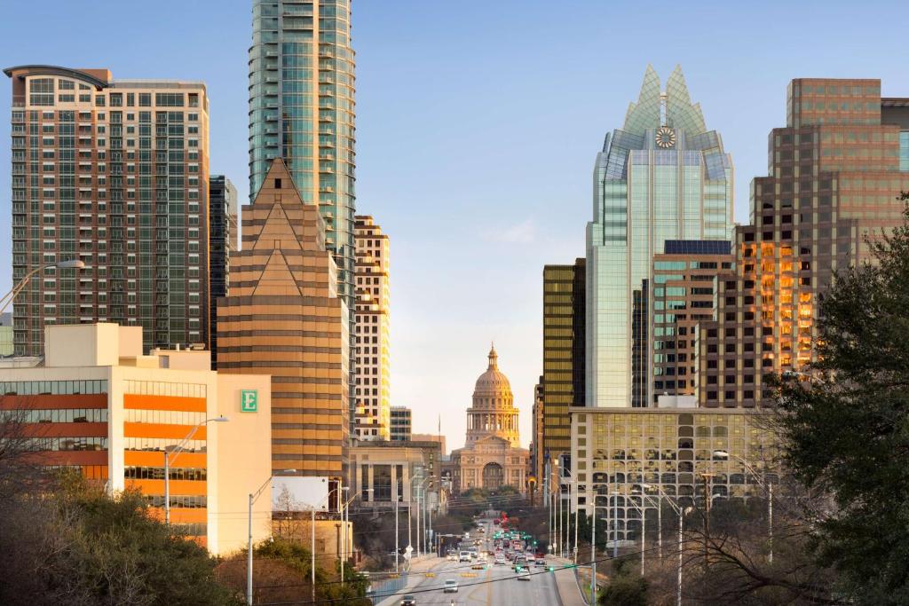 a view of a city skyline with tall buildings at Embassy Suites by Hilton Austin Downtown South Congress in Austin