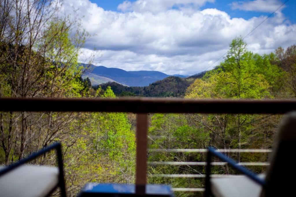 a view of the mountains from the porch of a cabin at Family Cabin Near Smoky Mtn Entrance Nantahala in Robbinsville