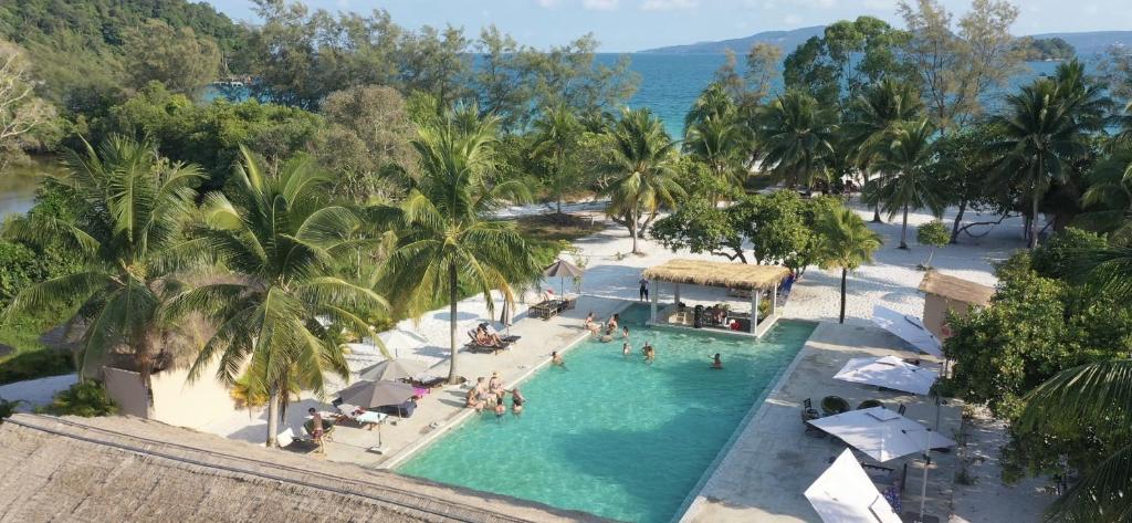 an aerial view of a pool at a resort at BeachWalk Koh Rong in Koh Rong Island