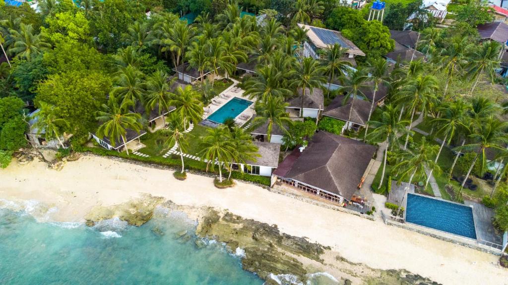 an aerial view of a resort on a beach at Cadlao Resort and Restaurant in El Nido