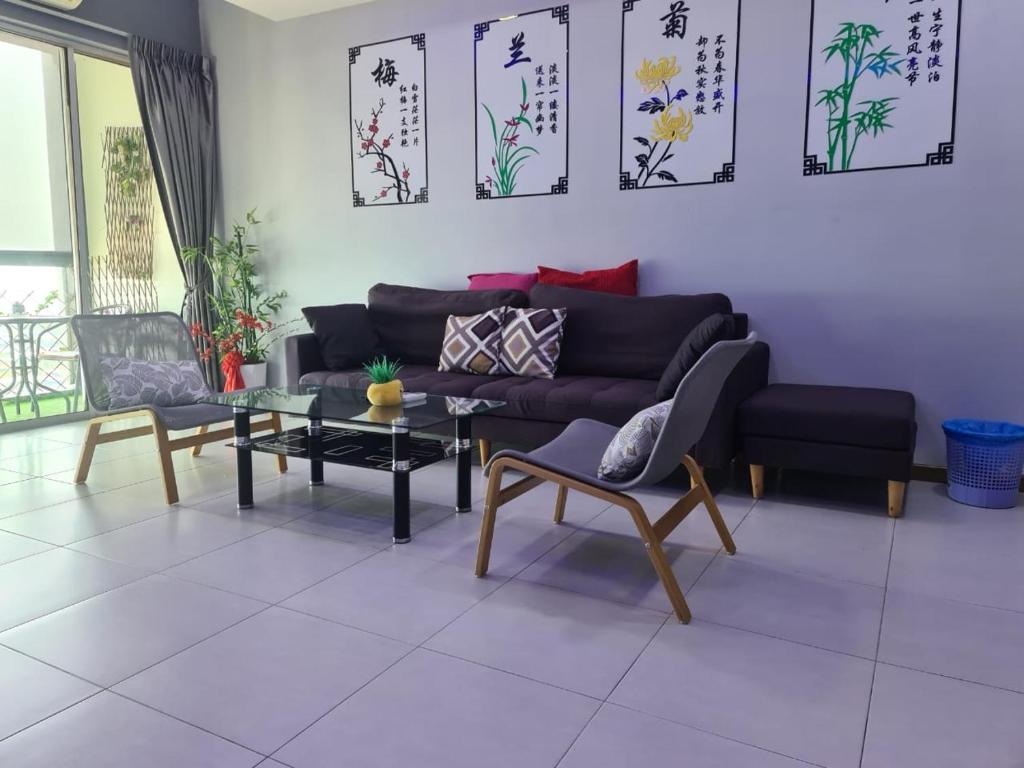 Posezení v ubytování Sekinchan SeaView Homestay 034 高楼看海阳台民宿