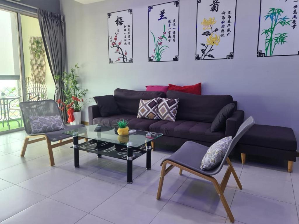 Posezení v ubytování Sekinchan SeaView Homestay 034 高楼看海阳台民宿