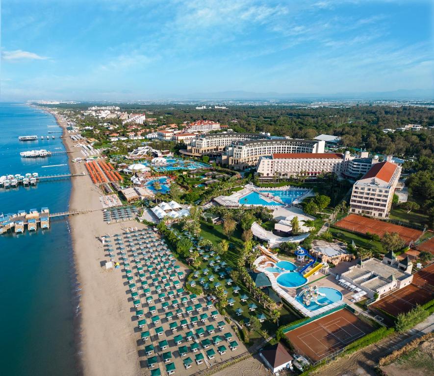 an aerial view of a resort and the beach at Kaya Belek in Belek