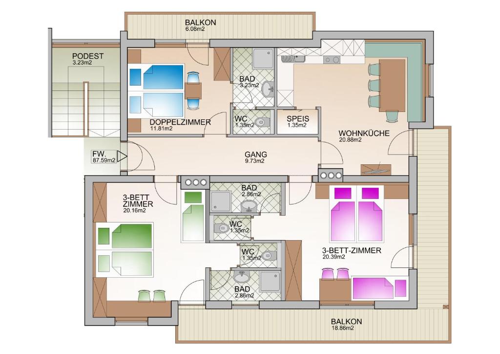 Půdorys ubytování Gästehaus Christoph