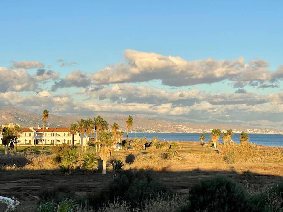 a house on a beach with palm trees and the ocean at NIEUW: Bello Horizonte, house by the sea in Torremolinos