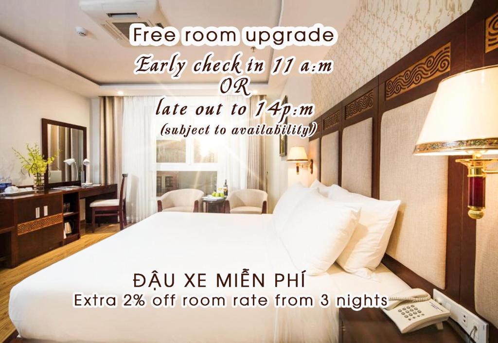 a poster of a hotel room with a bed at Galliot Hotel in Nha Trang