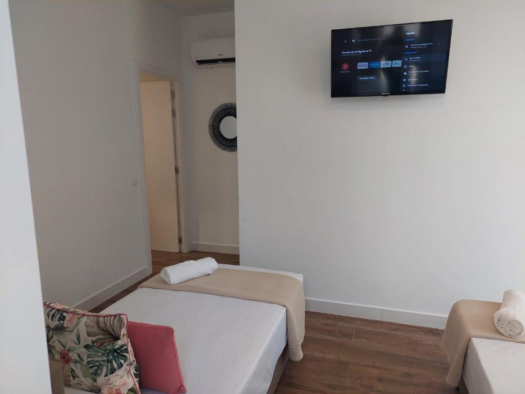 TV a/nebo společenská místnost v ubytování Hostal GARDEN ROUS