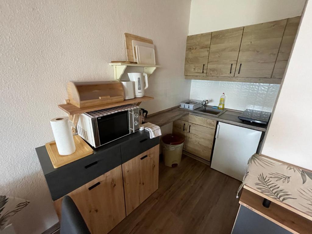 Kuchyň nebo kuchyňský kout v ubytování White Rose apartment in Kulmhof