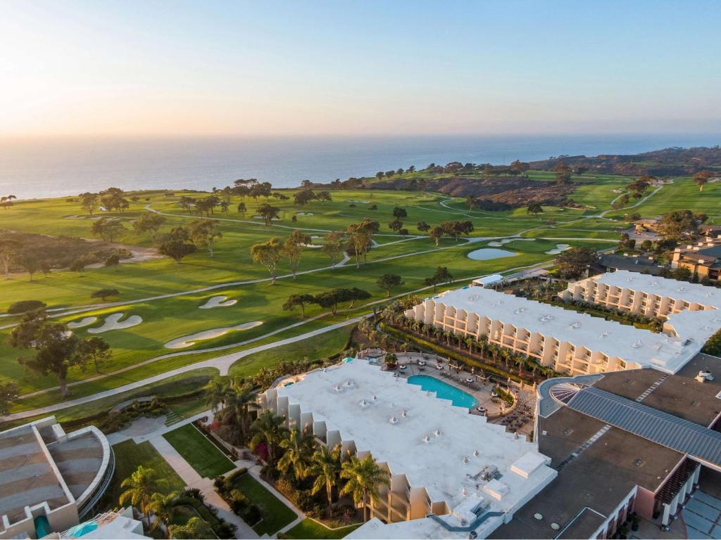 an aerial view of a resort with a golf course at Hilton La Jolla Torrey Pines in San Diego