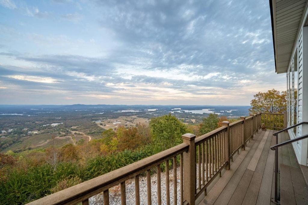 a view from the balcony of a house at Majestic Mountain Getaway in Lake Hamilton
