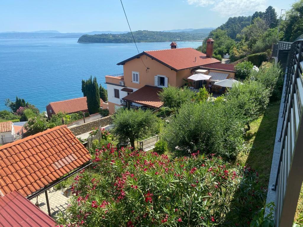 a house with a view of the water at Apartment Emma in Piran