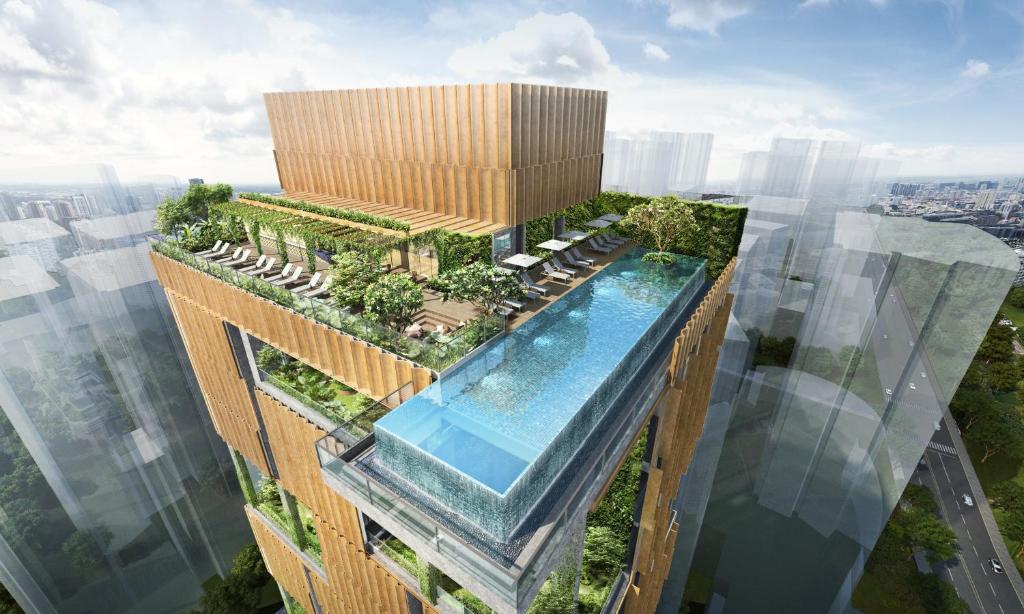 a rendering of a building with a swimming pool at Artyzen Singapore in Singapore