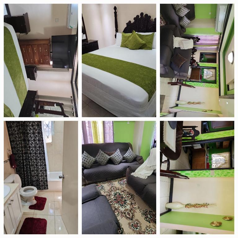 a collage of four pictures of a room at Comfort Zone in Montego Bay