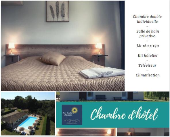 Postel nebo postele na pokoji v ubytování Hôtel LES LODGES D'EAUZE