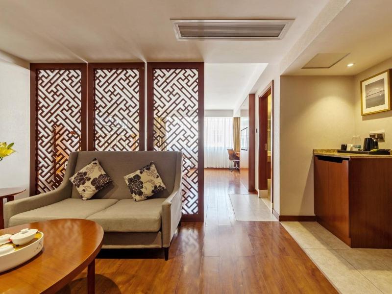 Posezení v ubytování GreenTree Eastern Hotel Fujian Xiamen Railway Station Mingfa Plaza