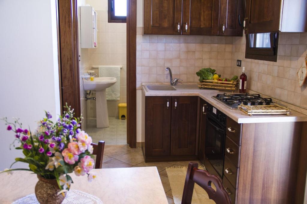 Kuchyň nebo kuchyňský kout v ubytování Residencefusaro pajare Specchia