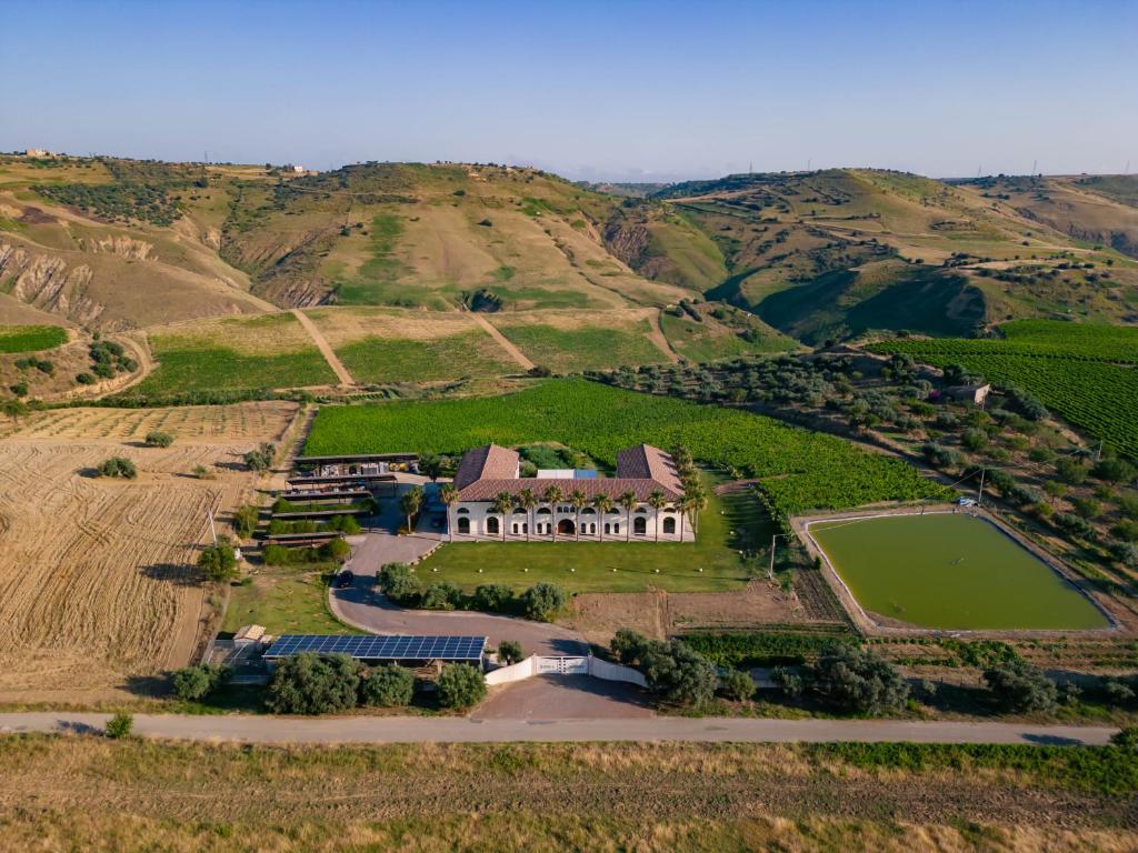 an aerial view of a house on a hill at Judeka Agriresort in Caltagirone
