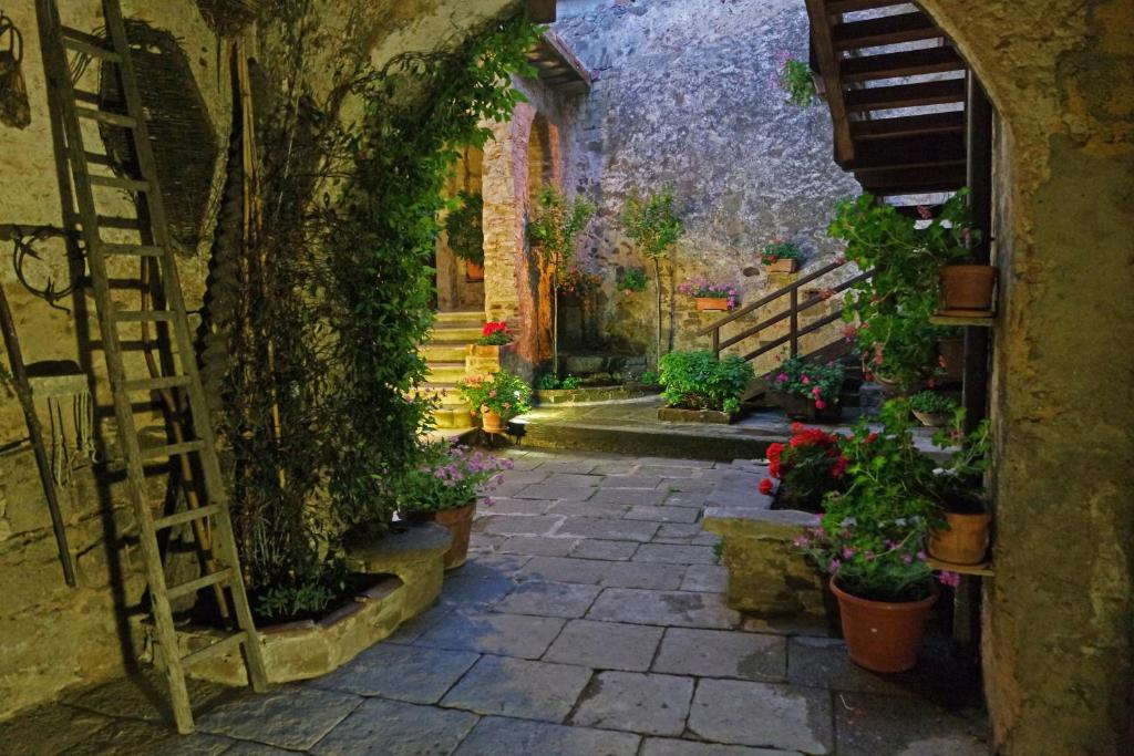 an entrance to a garden with plants and flowers at Antico Convento - Ospitalità Diffusa in Rocca Cilento