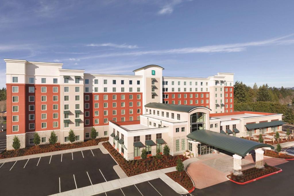 a rendering of a hotel with a parking lot at Embassy Suites Portland/Hillsboro in Hillsboro