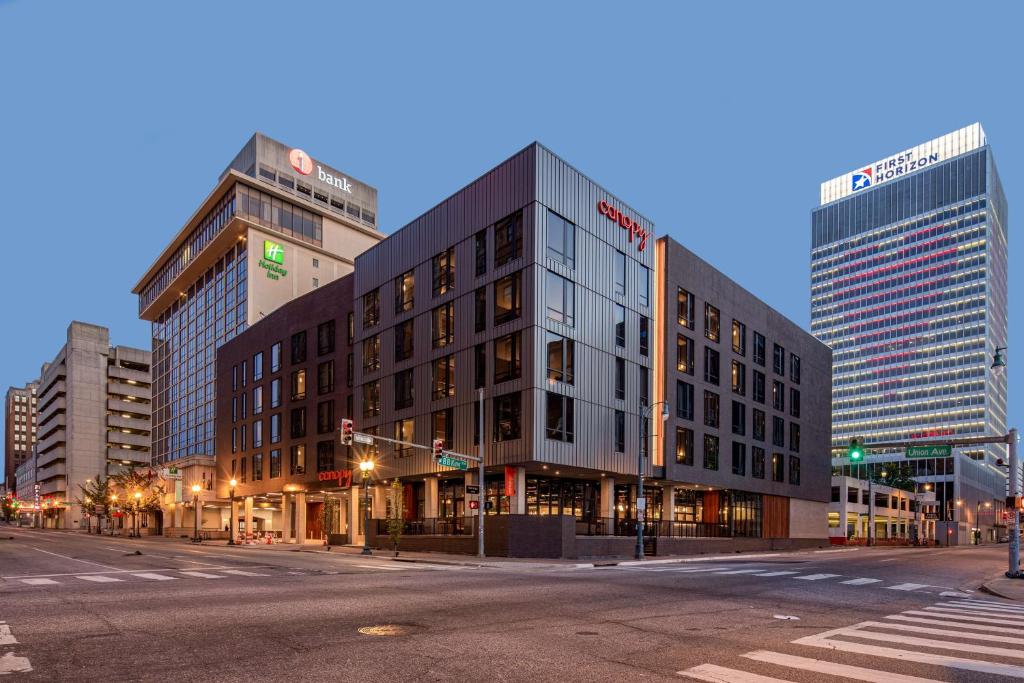 a building on the corner of a city street at Canopy By Hilton Memphis Downtown in Memphis