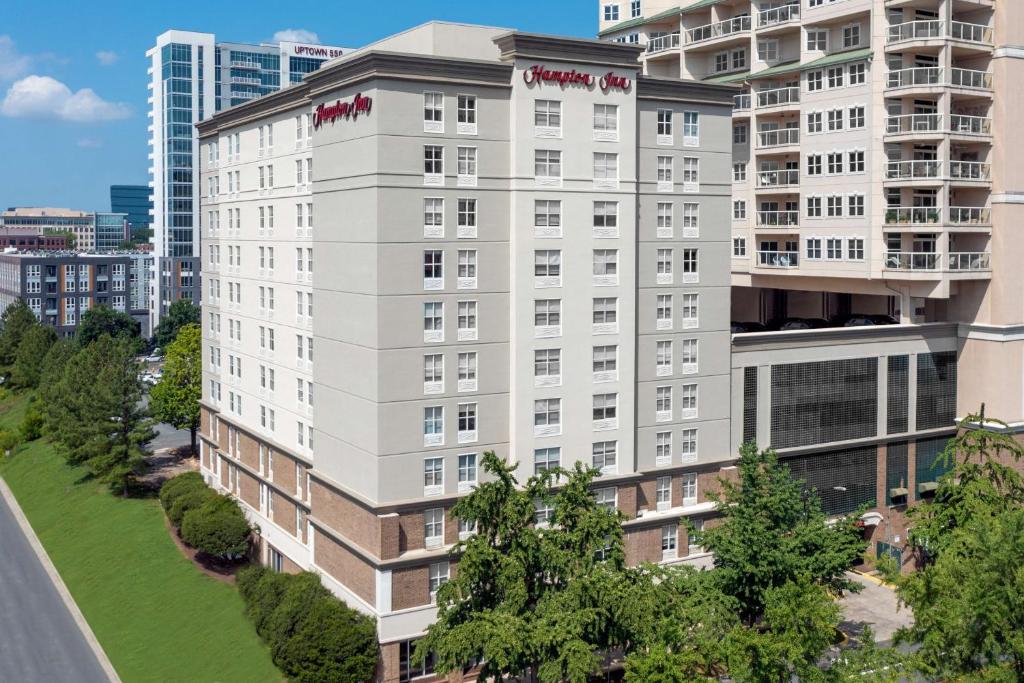 an aerial view of a white building at Hampton Inn Charlotte Uptown in Charlotte
