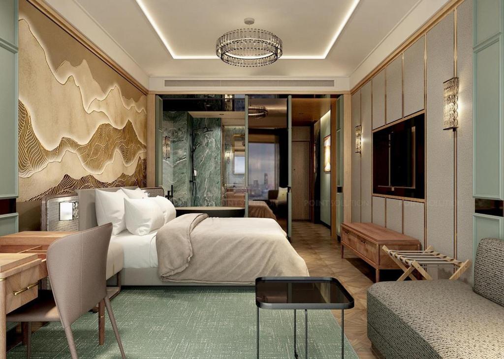 Postel nebo postele na pokoji v ubytování La Passion Hanoi Hotel & Spa
