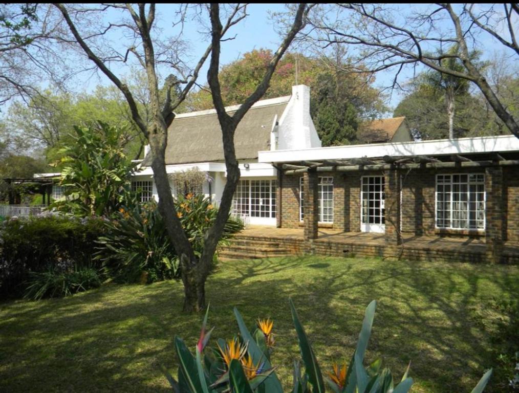 Pretoria的住宿－Boekenhout Accommodation，前面有树的砖房
