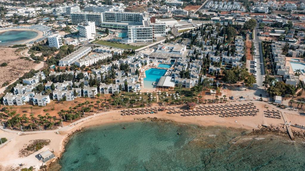 an aerial view of a beach and buildings at Atlantica Callisto in Ayia Napa
