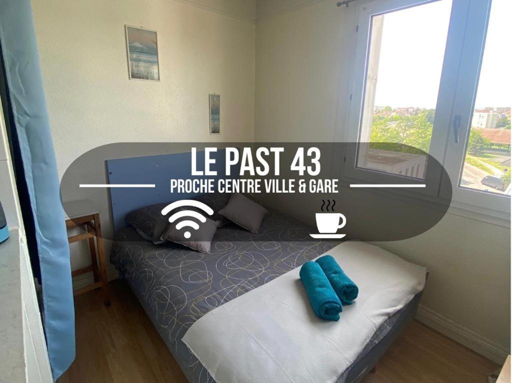 - une chambre avec un lit avec deux oreillers et une fenêtre dans l'établissement Le Past 43 - Fibre wifi - Proche Centre ville & Gare, à Troyes