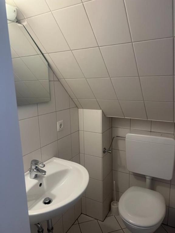 Koupelna v ubytování Dünenhaus Zimmer