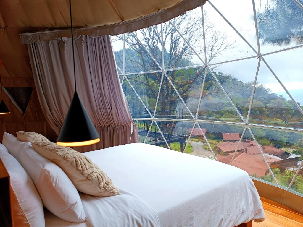 Una cama o camas en una habitación de TREE TREK BOQUETE Adventure Park