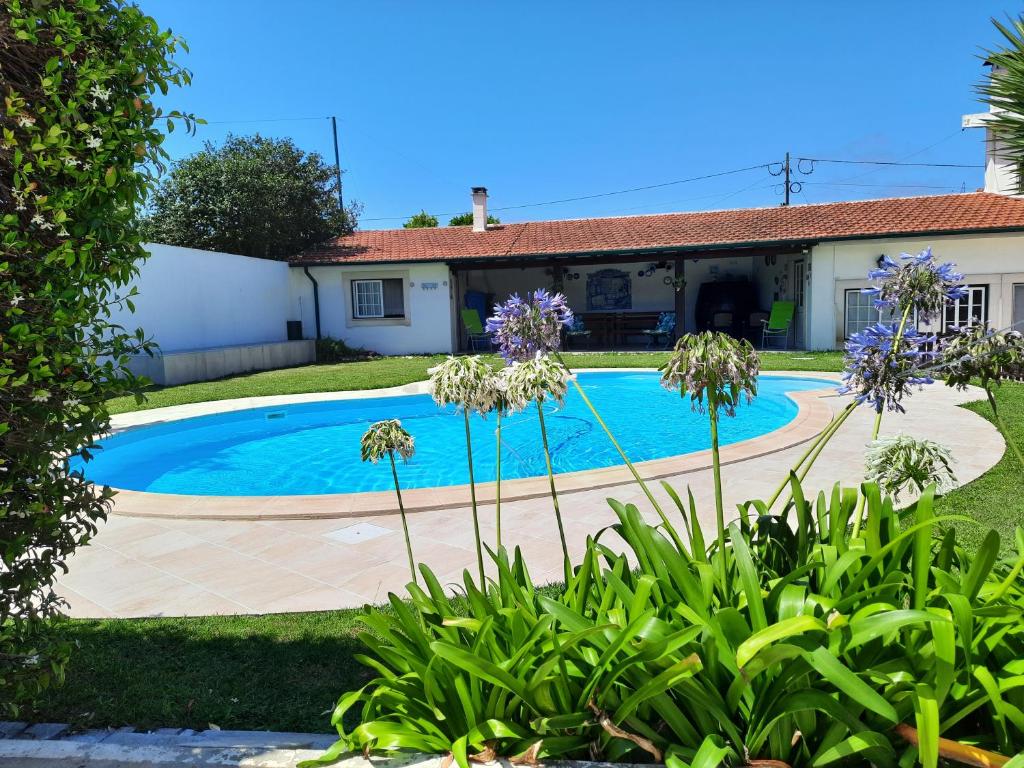 a swimming pool in the yard of a house at QM - Quinta da Morgadinha - Casa em Quinta Rural in Cabeços