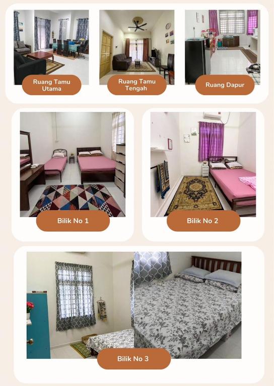 a collage of pictures of a room at Homestay Seri Aman Pasir Puteh 