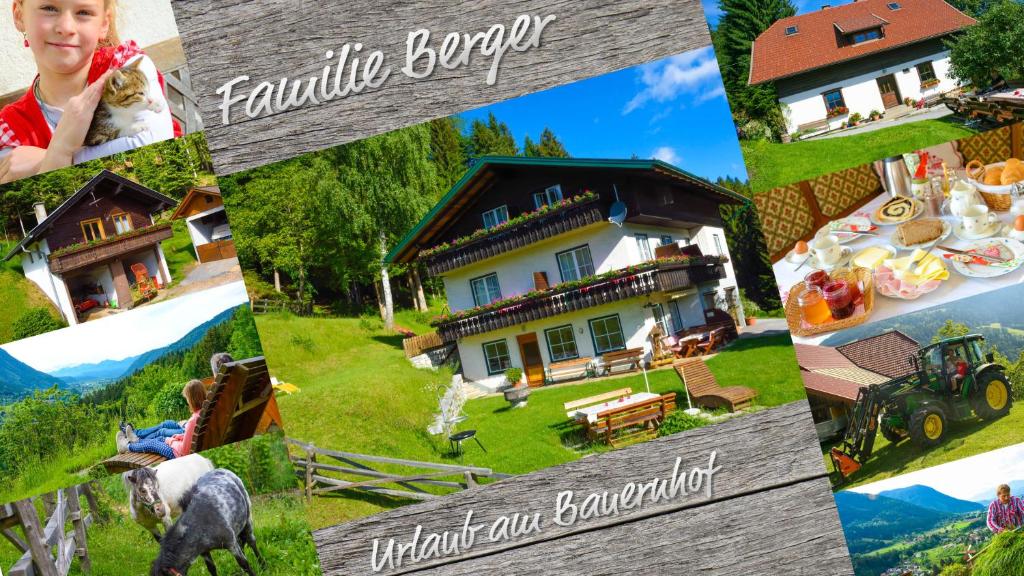 a collage of pictures of a house at Gästehaus Berger - Priglhof in Treffen