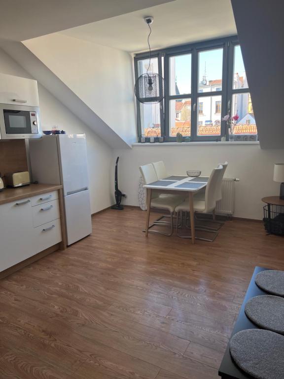 Kuchyň nebo kuchyňský kout v ubytování Aviatik apartments