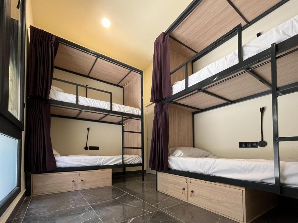 Multi Hostel Lavapies في مدريد: سريرين بطابقين في غرفة نزل