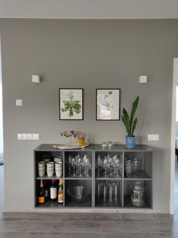 Kuchyň nebo kuchyňský kout v ubytování Mývatn apartments