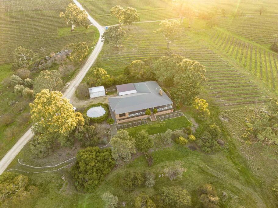 an aerial view of a house in a field at The Hideaway by Gatt Wines 