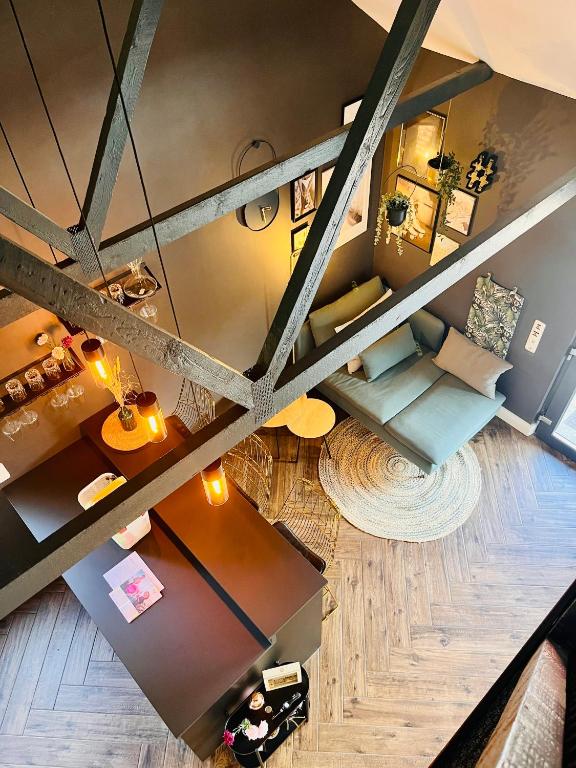 an overhead view of a living room with at Villa - Stilvolles Boutique Landhaus in Grömitz